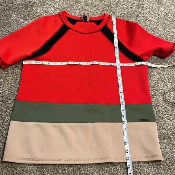 Anne Klein Womens Red Striped Short Sleeve Jewel Neck Top Small - Picture 7 of 7